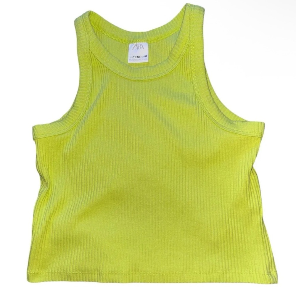 Zara Bright Yellow Ribbed Sleeveless Top